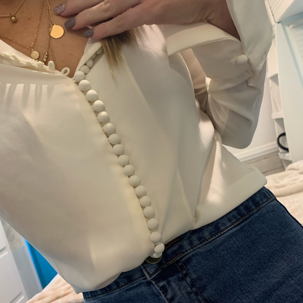 Style Keepers Ivory Button Front Collared Blouse … - image 1